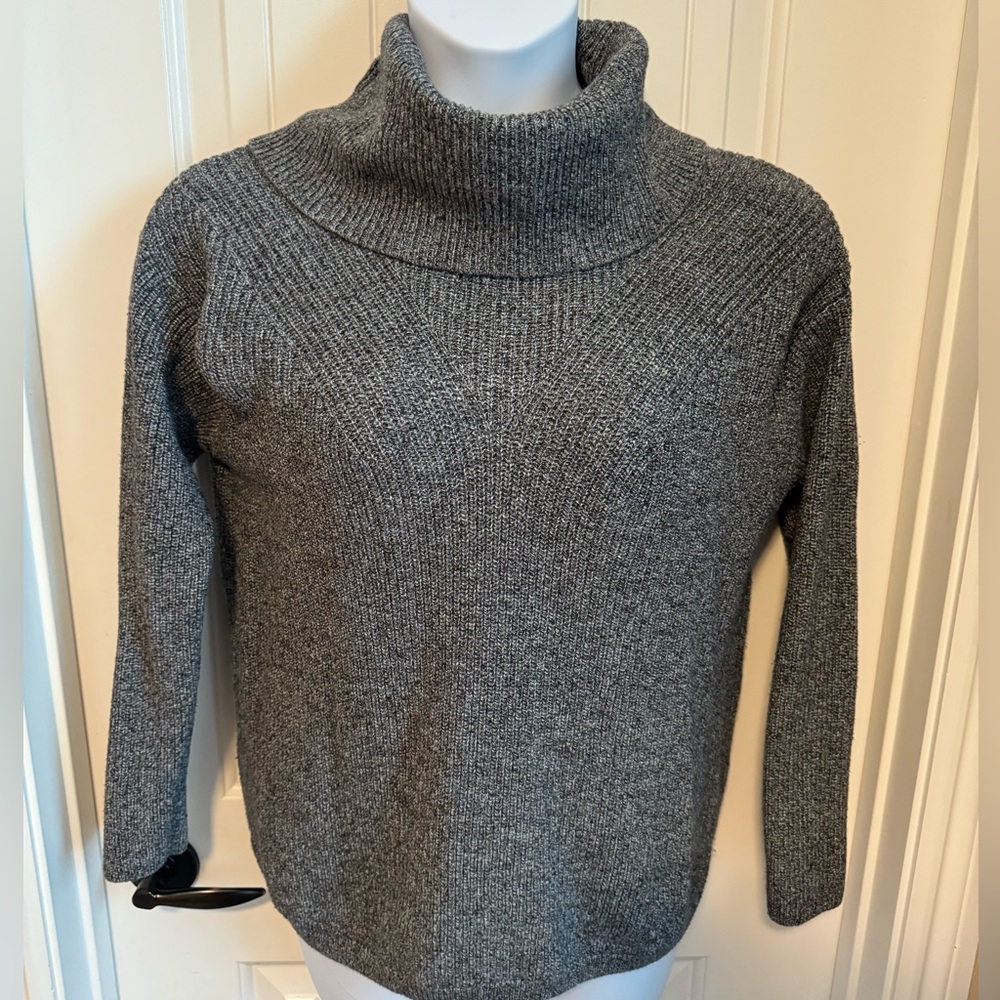 Talbots Gray Ribbed Turtleneck Sweater - Picture 2 of 7